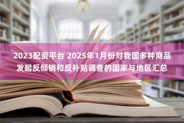 2023配资平台 2025年1月份对我国多种商品发起反倾销和反补贴调查的国家与地区汇总